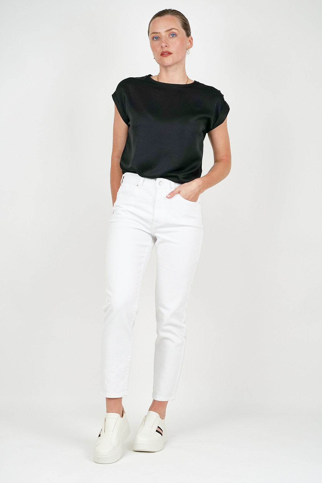 Only Mum Jeans Sewn Edge White