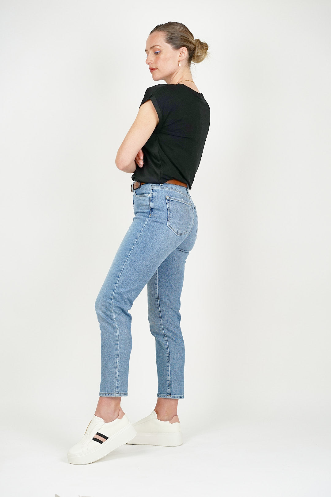 Only Mum Jeans Sewn Edge Blue