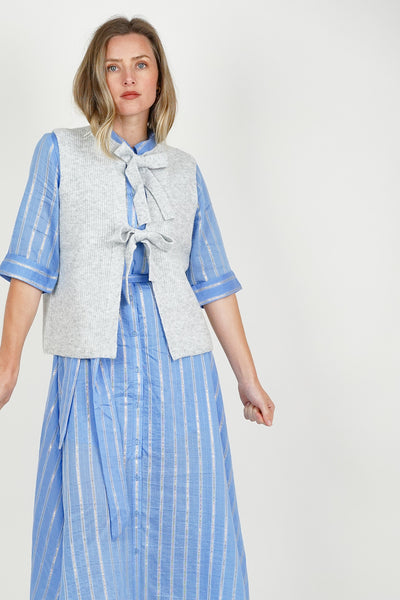 Silver Stripe Shirt Dress Blue