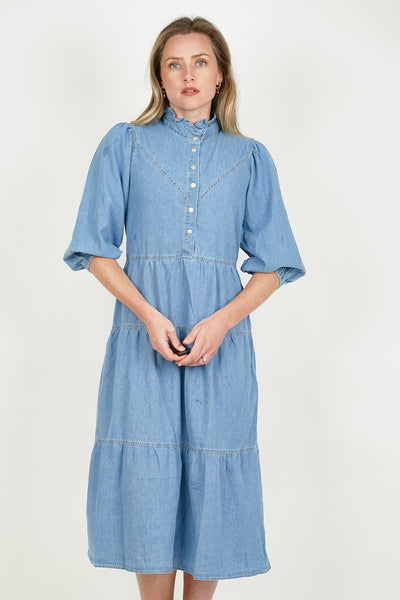 Tiered Denim Dress