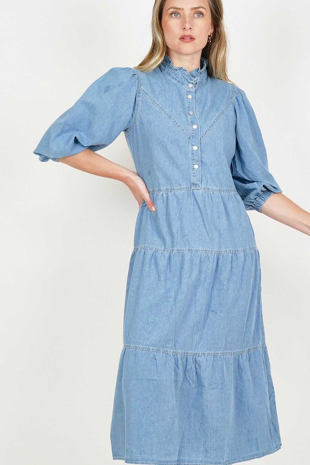 Tiered Denim Dress