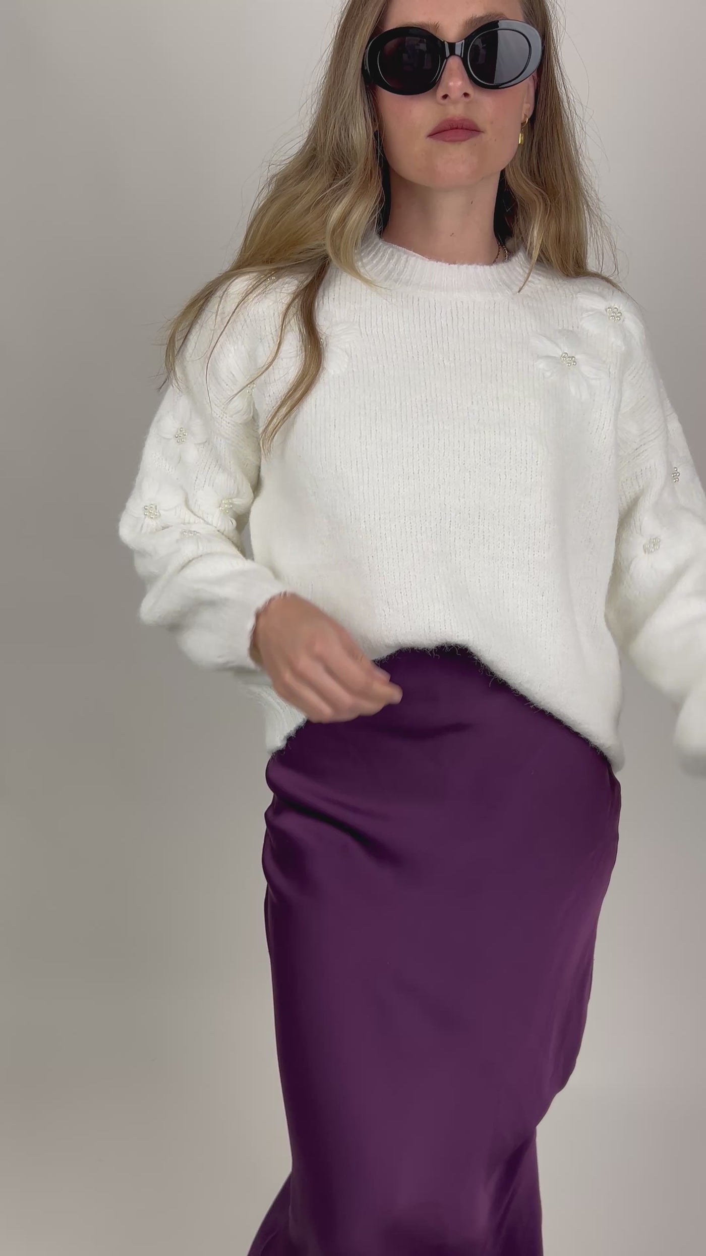 Maxi Satin Skirt Plum