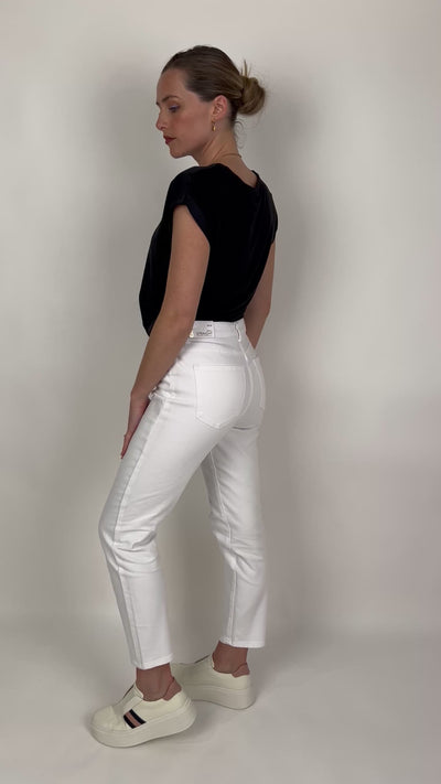 Only Mum Jeans Sewn Edge White