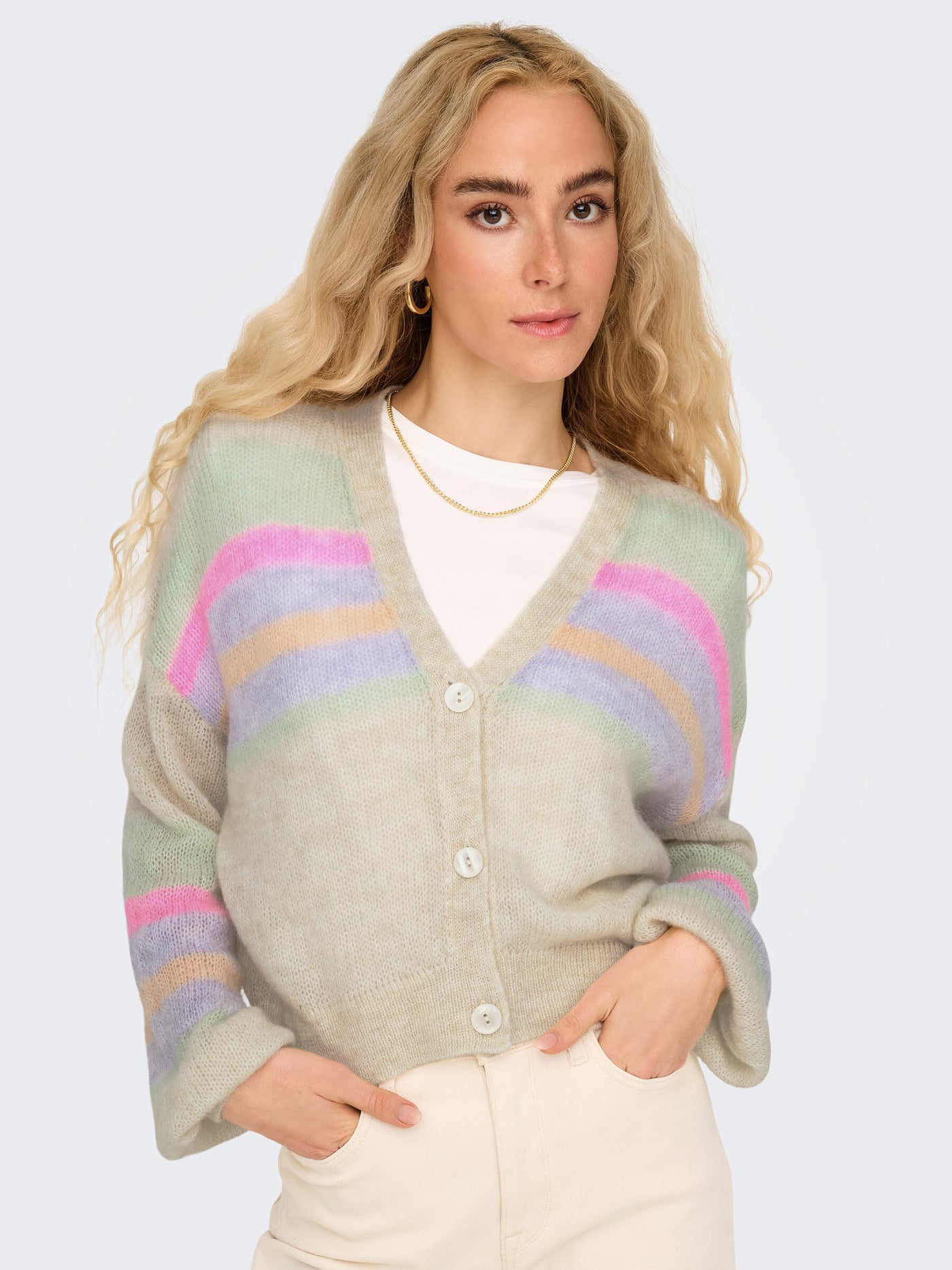 Loose Knit Cardigan Stripe